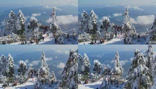 高清实拍瓦屋山冬天雪景雪山森林高清在线视频素材下载