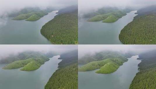 云雾缭绕的青山绿水自然景观高清在线视频素材下载