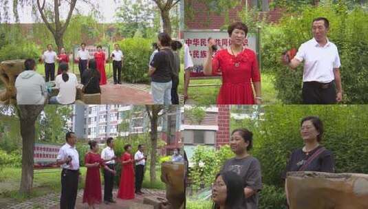 户外人群观看文艺表演高清在线视频素材下载