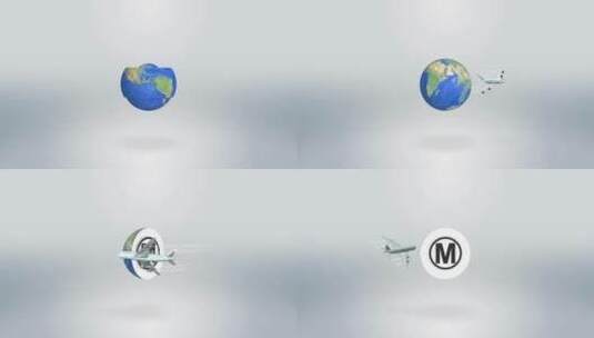 干净简约飞机随着地球转动旅行社宣传片展示AE模板高清AE视频素材下载