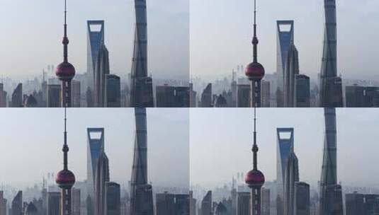 上海航拍陆家嘴城市地标日出高清在线视频素材下载