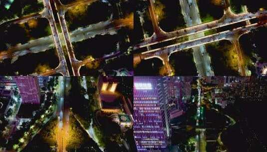 深南新洲立交桥延时、璀璨都市夜间交通高清在线视频素材下载