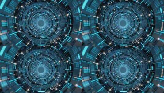 科技感蓝色隧道背景素材高清在线视频素材下载