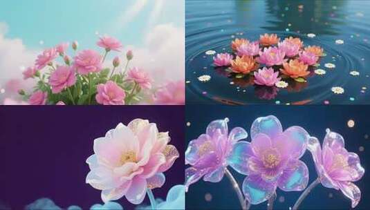 梦幻花卉水波光影合集高清在线视频素材下载