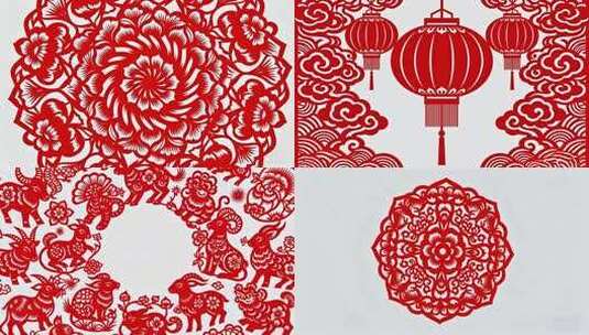 中国传统红色剪纸艺术 民俗剪纸文化高清在线视频素材下载