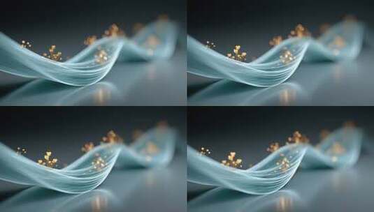 优雅线条与金色微粒的科技律动高清在线视频素材下载