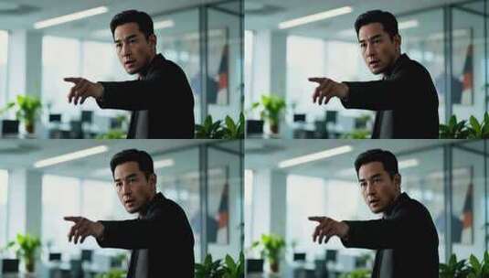 商务男士办公室指点动作高清在线视频素材下载