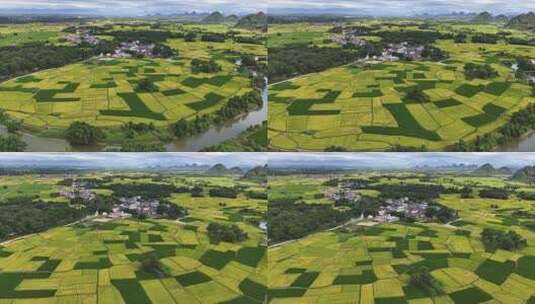 航拍乡村田野农田风光高清在线视频素材下载