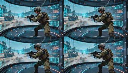 军人体验虚拟现实作战场景高清在线视频素材下载