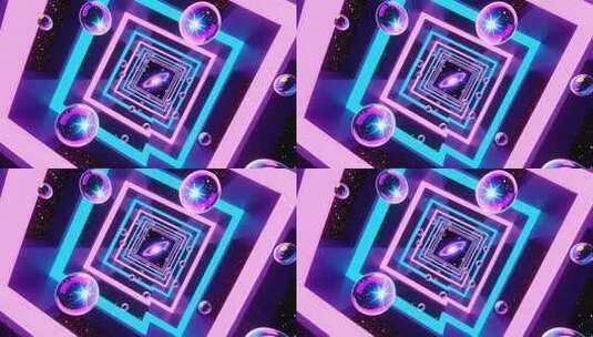 几何建筑空间抽象艺术浪漫梦幻霓虹隧道4K高清在线视频素材下载