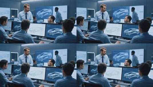 汽车设计师团队会议场景高清在线视频素材下载