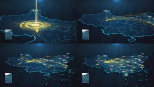 西宁市辐射全国地图高清AE视频素材下载