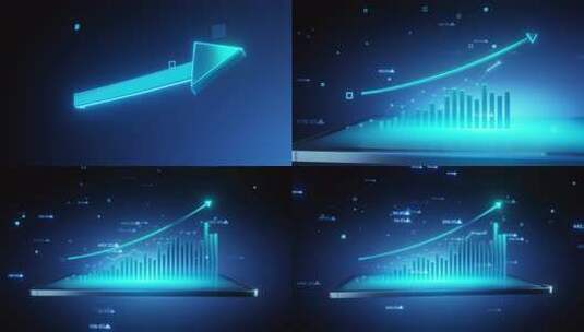 平板电脑上带有向上箭头的3d条形图。高清在线视频素材下载