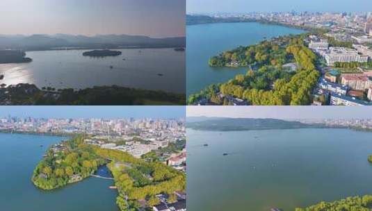 浙江杭州西湖景区美景航拍旅游风景大自然风高清在线视频素材下载