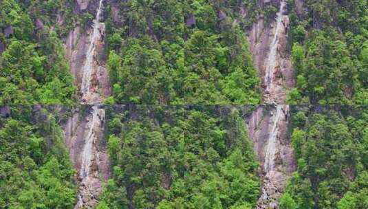 杭州临安牵牛岗山涧瀑布风景航拍高清在线视频素材下载