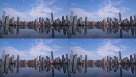 4K重庆渝中区地标建筑水中倒影2高清在线视频素材下载