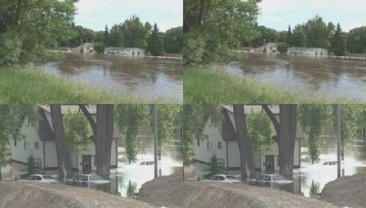 遭遇洪水后的灾难地区高清在线视频素材下载