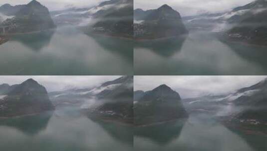 雨后长江三峡巫峡峡口风光高清在线视频素材下载