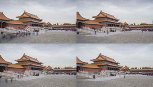 游客参观北京宫殿的延时镜头高清在线视频素材下载