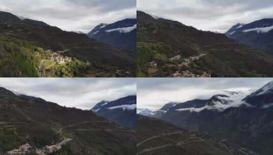 航拍川西高原甲居藏寨高清在线视频素材下载