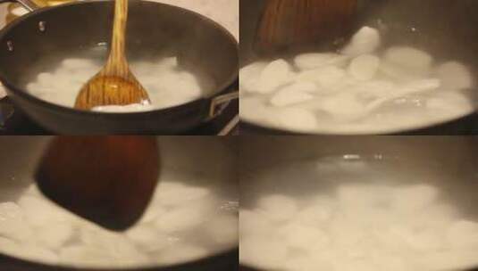 泡发年糕煮韩式年糕片高清在线视频素材下载