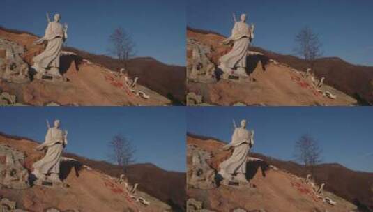 东北道教创始人郭守真雕塑高清在线视频素材下载