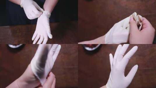 【镜头合集】实验员带一次性橡胶手套高清在线视频素材下载