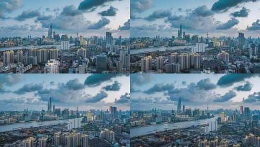 航拍上海黄浦江两岸的城市风光高清在线视频素材下载
