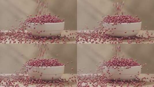 红豆洒落在碗中高清在线视频素材下载