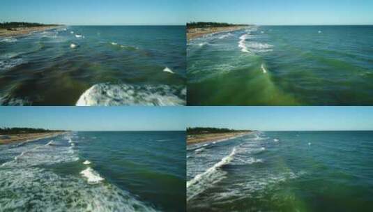 在海边飞过海浪高清在线视频素材下载