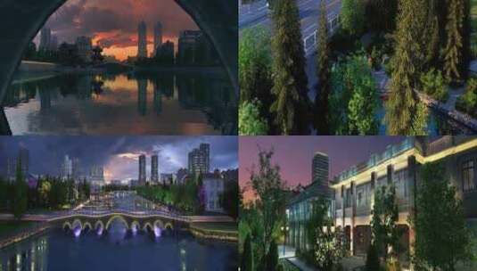 南通濠河景观带城市规划片三维动画完整版高清在线视频素材下载