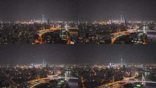 上海南浦大桥夜景延时航拍高清在线视频素材下载