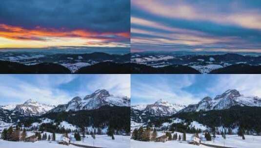 雪山延时风景唯美自然山脉晚霞高清在线视频素材下载