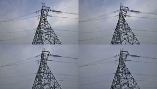 高压接线柱高压塔天空背景高清在线视频素材下载