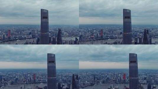 上海中心大厦环绕延时航拍高清在线视频素材下载
