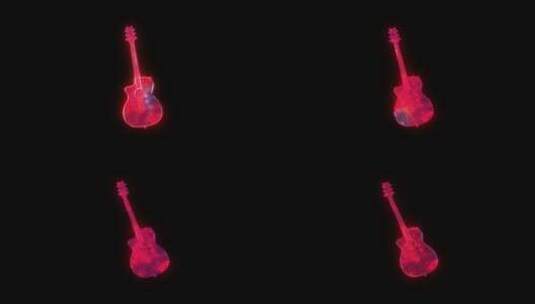 4K带通道3D吉他赛博朋克元宇宙视频素材高清在线视频素材下载