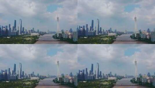 航拍广州珠江新城CBD高清在线视频素材下载
