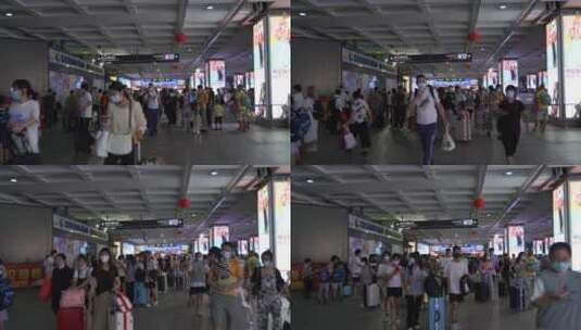 动车站出口人流地下通道车站地铁行人群旅客高清在线视频素材下载