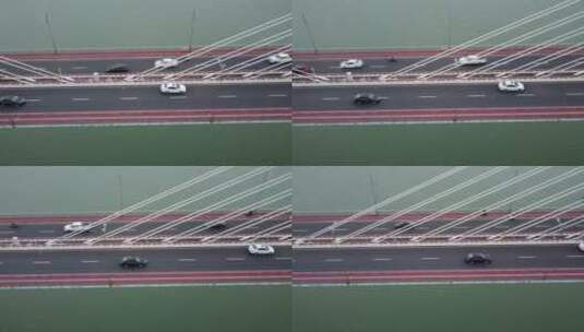 俯拍武汉跨江大桥高清在线视频素材下载