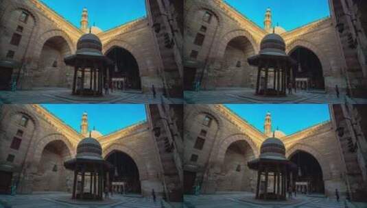 开罗苏丹哈桑清真寺的庭院高清在线视频素材下载