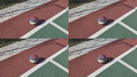 篮球场地上的篮球高清在线视频素材下载