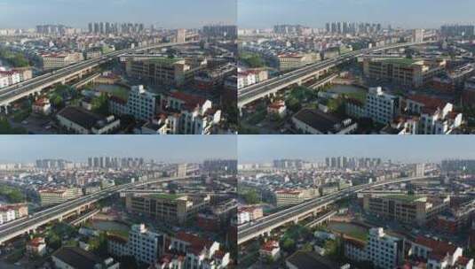 浙江义乌苏溪镇城市风光4K航拍高清在线视频素材下载