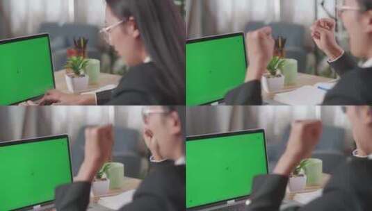 女士在家工作实拍实视频会议特写绿幕素材高清在线视频素材下载