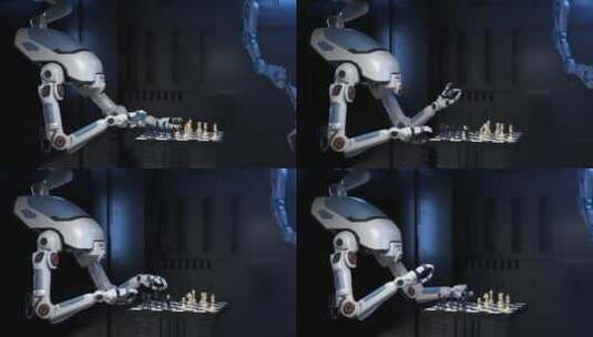 机器人国际象棋半机械人高清在线视频素材下载