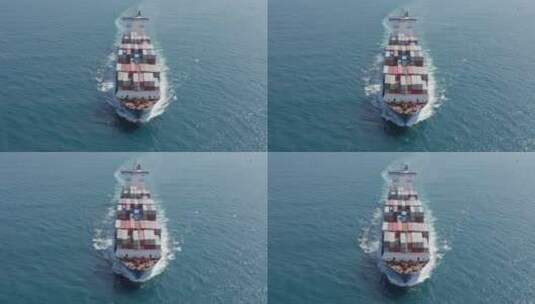 航拍的海洋中的船只高清在线视频素材下载