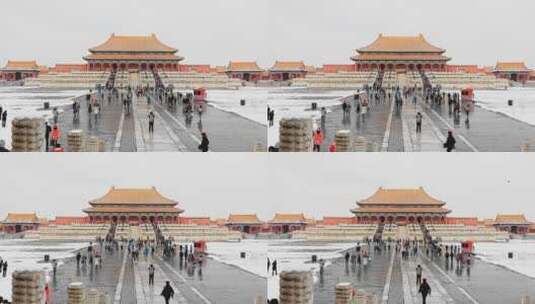 下雪的故宫紫禁城高清在线视频素材下载