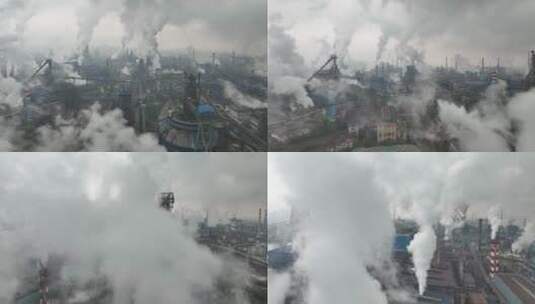 武汉钢铁厂工业废气高清在线视频素材下载