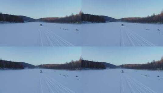 航拍冰雪赛道汽车拉力赛高清在线视频素材下载