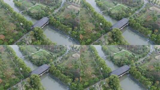 上海广富林郊野公园河间桥廊高清在线视频素材下载