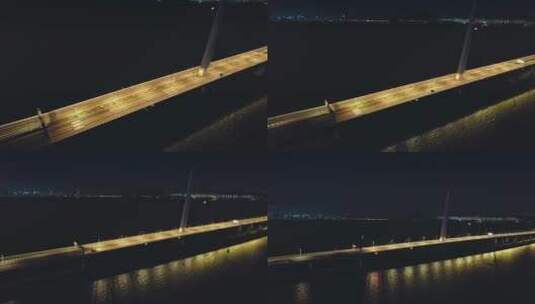 航拍深圳湾大桥夜景高清在线视频素材下载